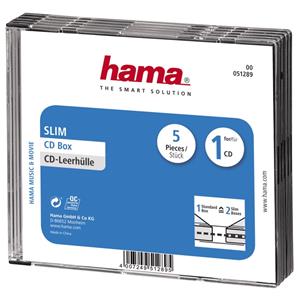 Hama CD Box Slim 5-pack Transparant/zwart